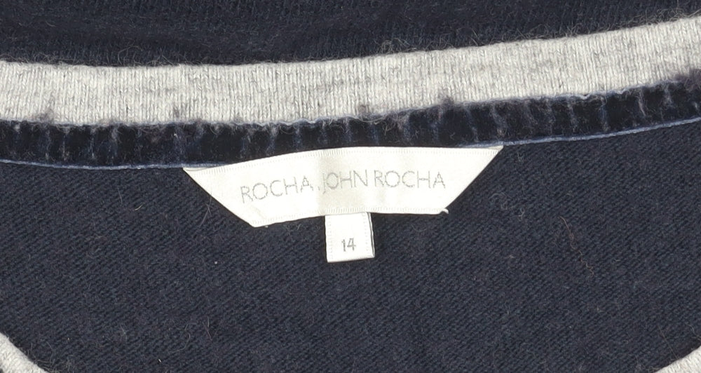 Rocha John Rocha Women's Blue Polka Dot Cropped T-Shirt