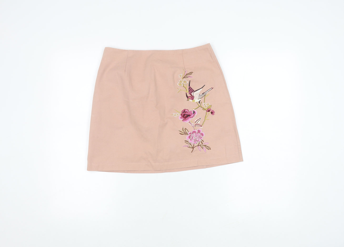 New Look Women's Beige Embroidered Skirt, Size 10