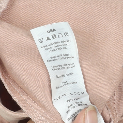 New Look Women's Beige Embroidered Skirt, Size 10