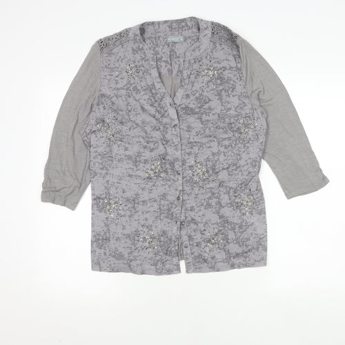 Marks and Spencer Women's Grey Button-Up Top Size 14