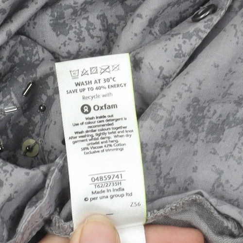 Marks and Spencer Women's Grey Button-Up Top Size 14