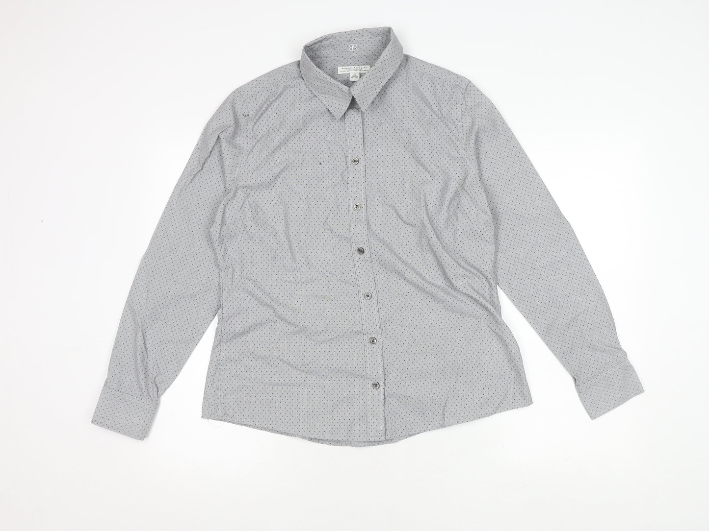 Banana Republic Men's Grey Striped Shirt, Size 12, Button-Up