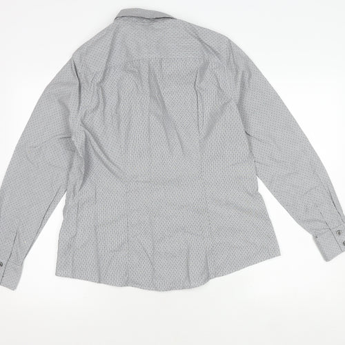 Banana Republic Men's Grey Striped Shirt, Size 12, Button-Up