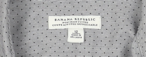 Banana Republic Men's Grey Striped Shirt, Size 12, Button-Up