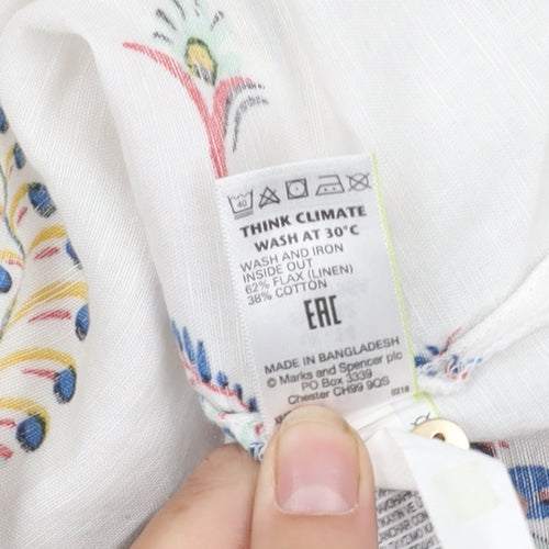 Marks and Spencer Women Ivory Floral Blouse Size 14