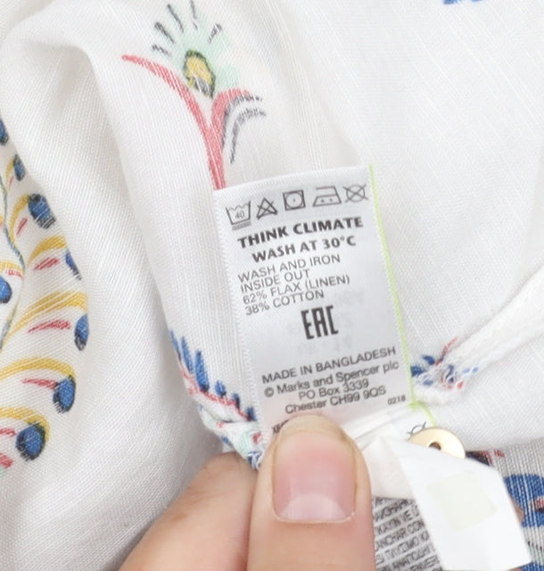 Marks and Spencer Women Ivory Floral Blouse Size 14