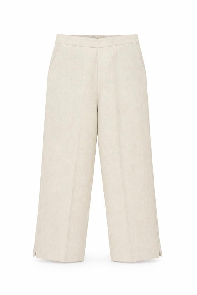 Bassini Women's Beige Trousers, Size 12, Elastic Waist