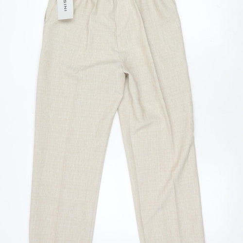 Bassini Women's Beige Trousers, Size 12, Elastic Waist