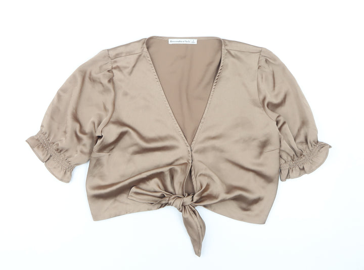 Abercrombie & Fitch Women's Beige Wrap Blouse - Size S