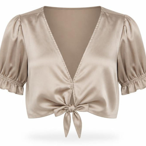Abercrombie & Fitch Women's Beige Wrap Blouse - Size S