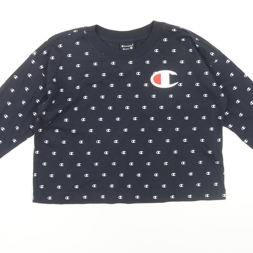 Champion Women's Blue Cropped T-Shirt, XS