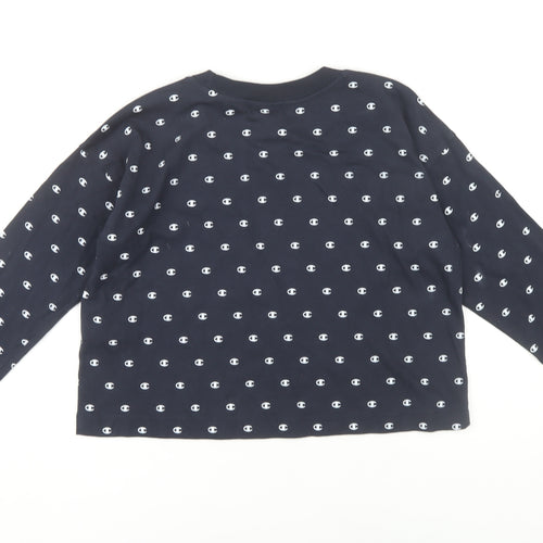 Champion Women's Blue Cropped T-Shirt, XS