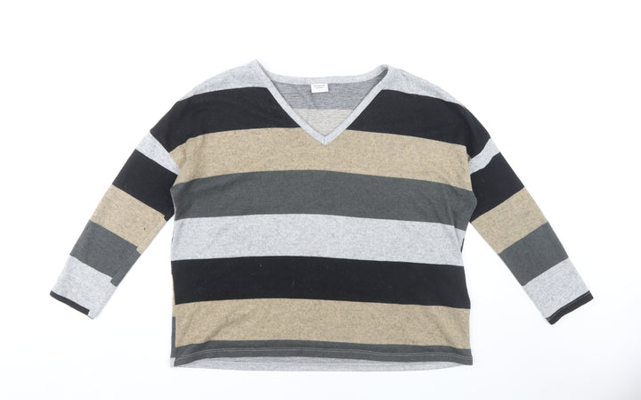 Jacqueline de Yong Women's V-Neck Striped Top, L