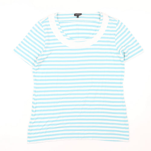 Jaeger Women's Blue Stripe T-Shirt, Size L, Casual Style