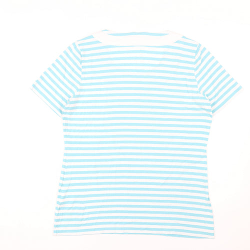 Jaeger Women's Blue Stripe T-Shirt, Size L, Casual Style
