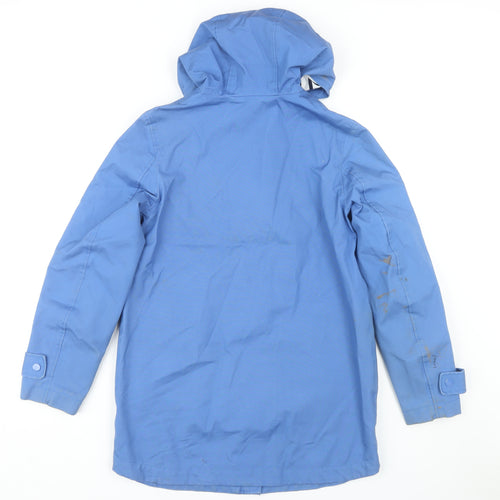 Joules Women's Blue Waterproof Hooded Raincoat Size 8