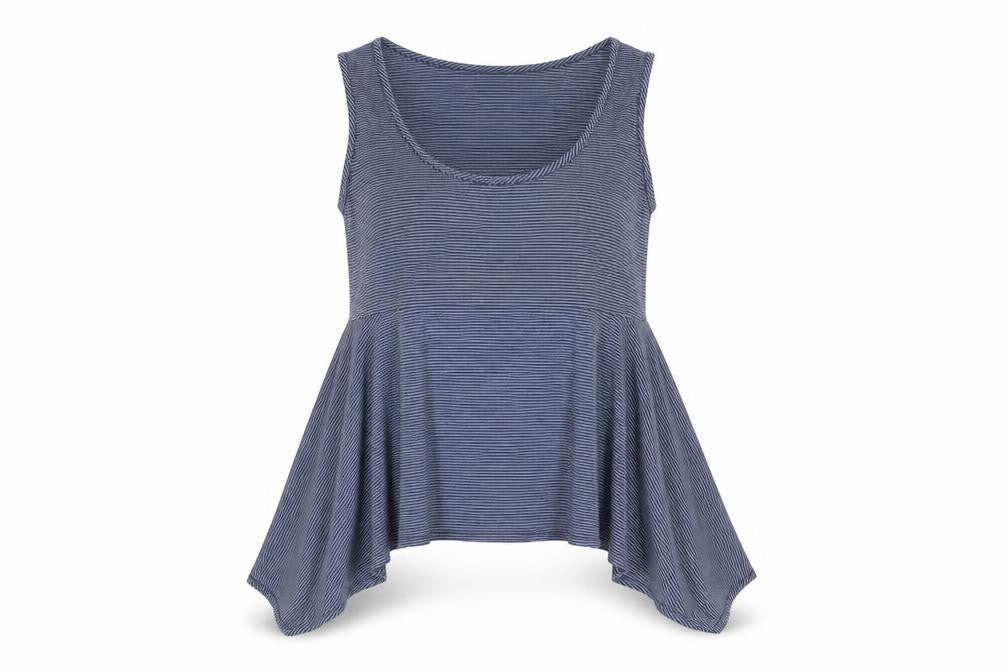 Front view of Kew 159 Women's Blue Striped Tank Top, size S