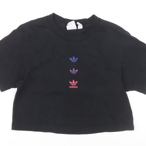 Adidas Women's Black Cropped T-Shirt Size 6