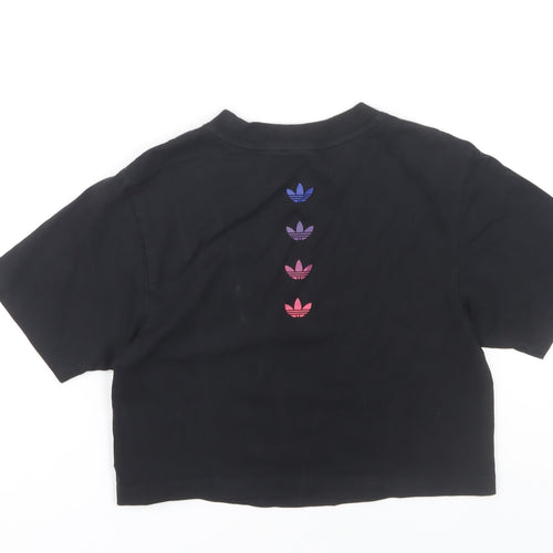 Adidas Women's Black Cropped T-Shirt Size 6