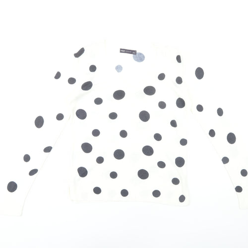 Marks & Spencer Women's White Polka Dot Pullover Jumper