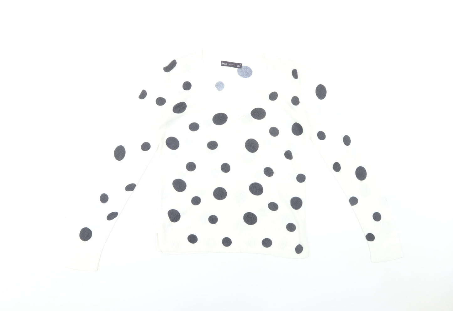 Marks & Spencer Women's White Polka Dot Pullover Jumper
