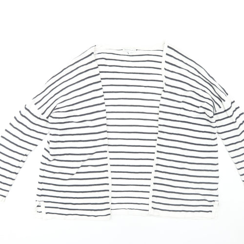 Warehouse Women’s White Striped Open Front Cardigan, Size 12