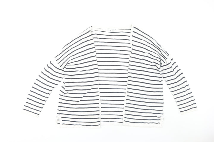 Warehouse Women’s White Striped Open Front Cardigan, Size 12