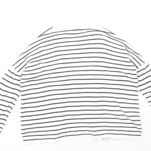 Warehouse Women’s White Striped Open Front Cardigan, Size 12