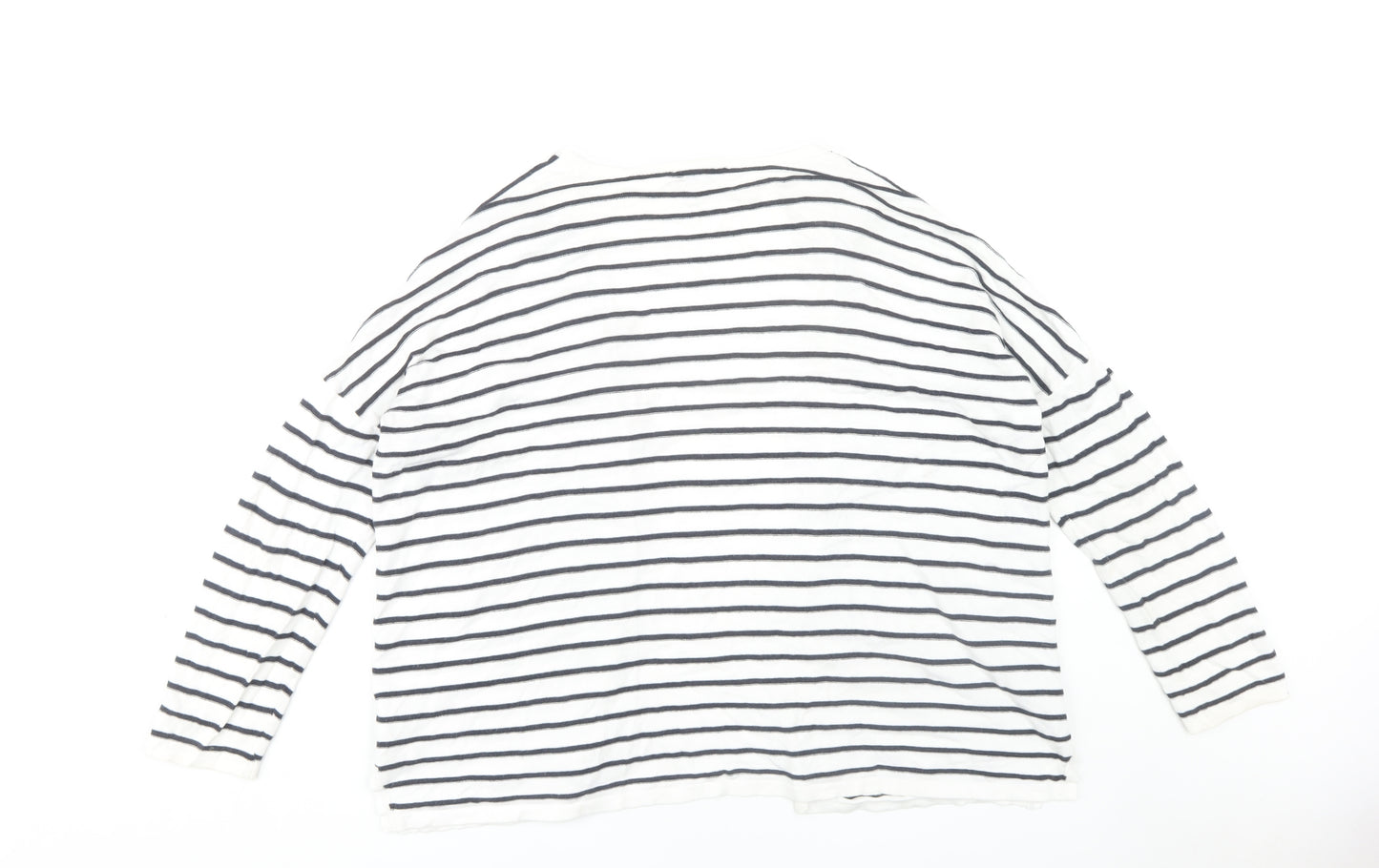 Warehouse Women’s White Striped Open Front Cardigan, Size 12