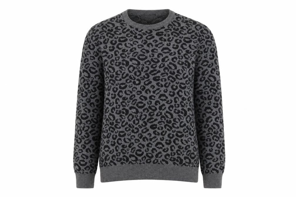 Front view of TANGO London Women's Grey Animal Print Jumper S
