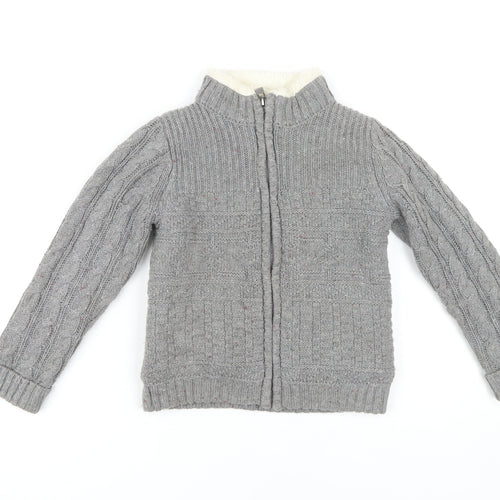 E of M Boys Cable-Knit Grey Full Zip Jumper 4-5 Years