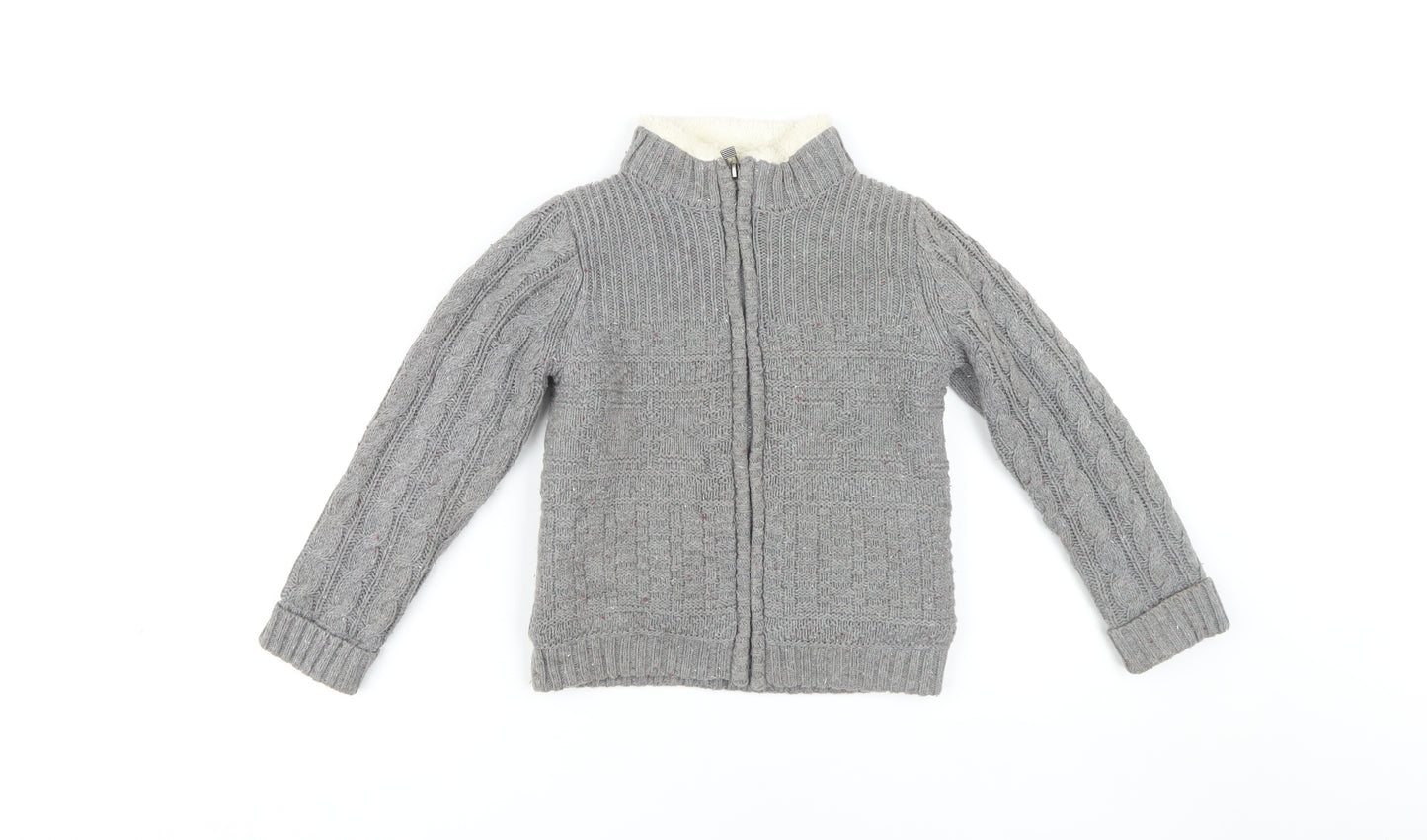 E of M Boys Cable-Knit Grey Full Zip Jumper 4-5 Years