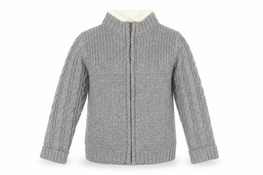 E of M Boys Cable-Knit Grey Full Zip Jumper 4-5 Years