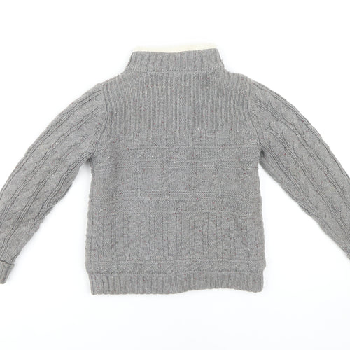 E of M Boys Cable-Knit Grey Full Zip Jumper 4-5 Years