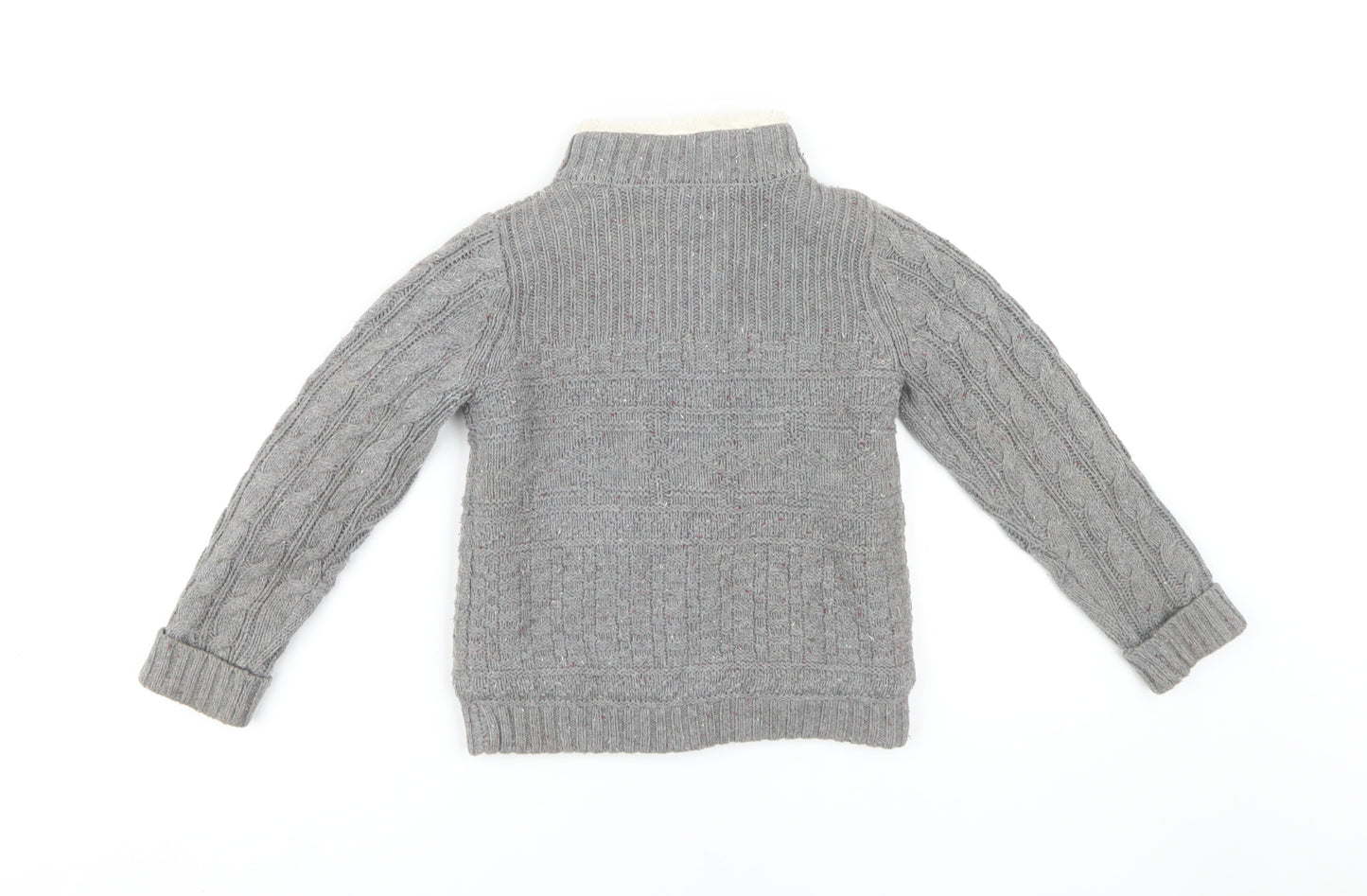 E of M Boys Cable-Knit Grey Full Zip Jumper 4-5 Years