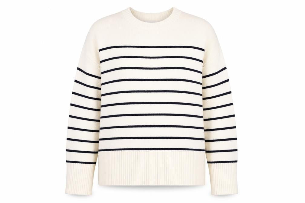 Front view of Zara Women's Ivory Striped jumper, size 12