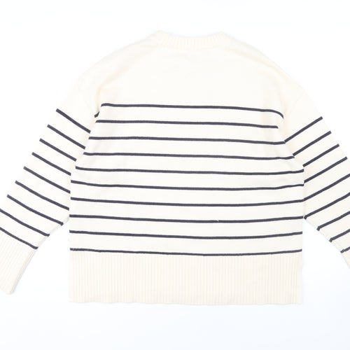 Zara Women's Ivory Striped Pullover Jumper Size 12