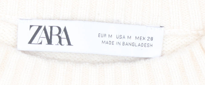 Zara Women's Ivory Striped Pullover Jumper Size 12