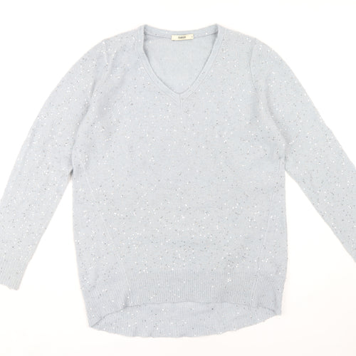 Oasis Women's Grey Sequin Pullover Jumper Size S