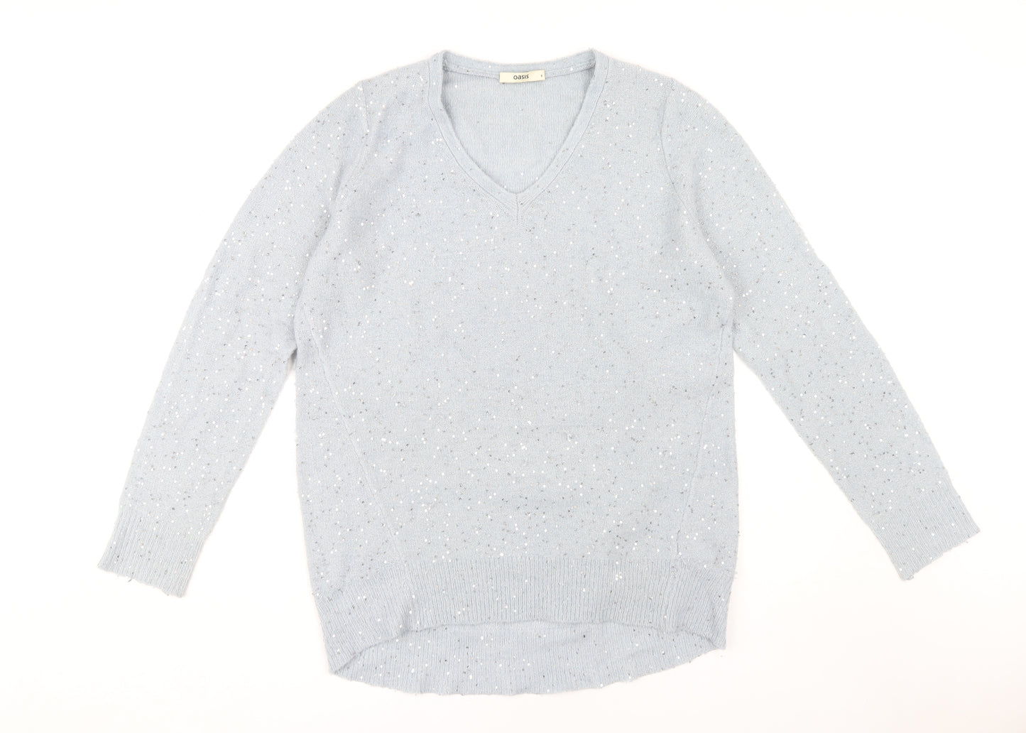 Oasis Women's Grey Sequin Pullover Jumper Size S
