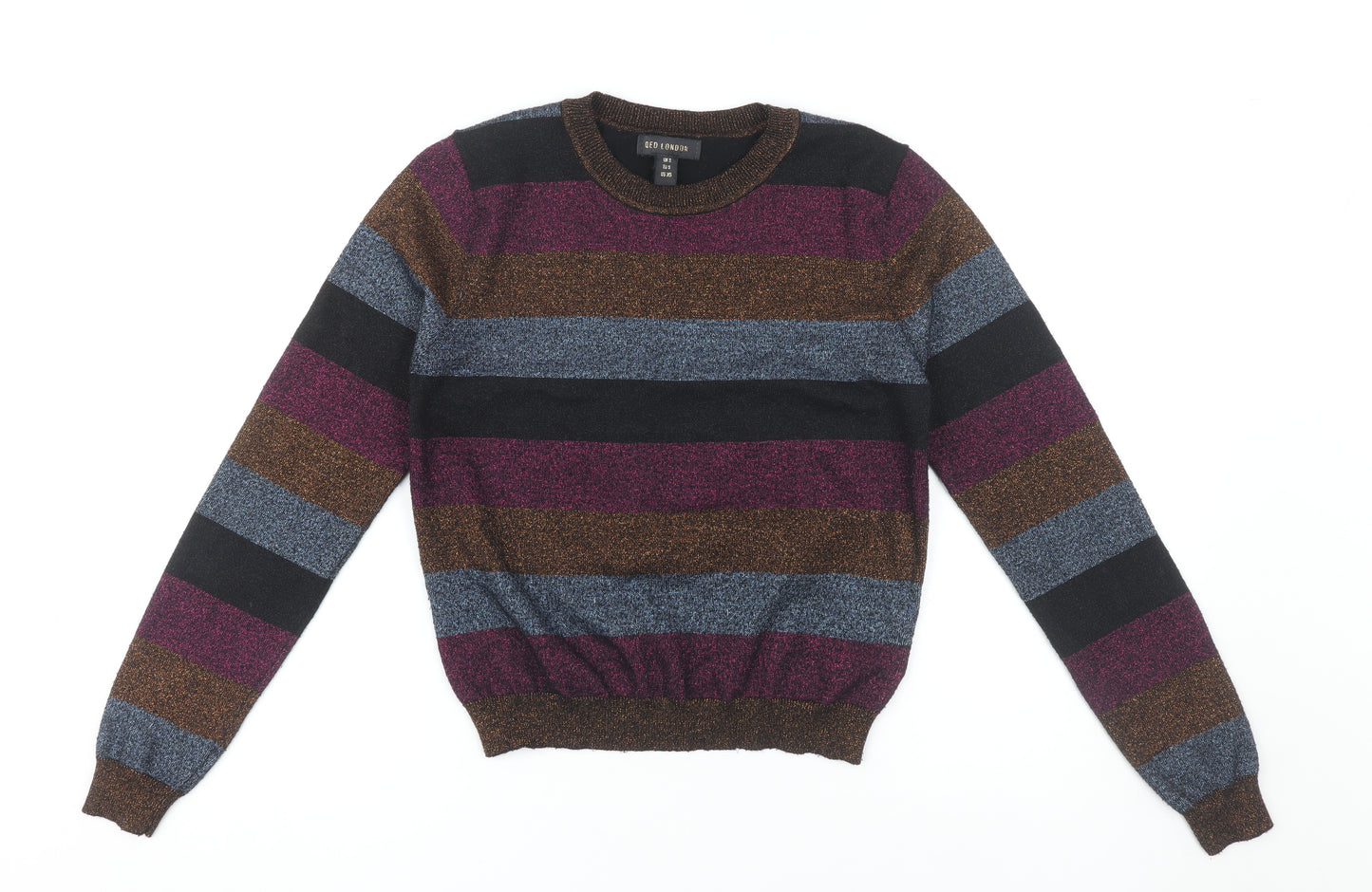 QED London Women's Multicoloured Striped Pullover Jumper