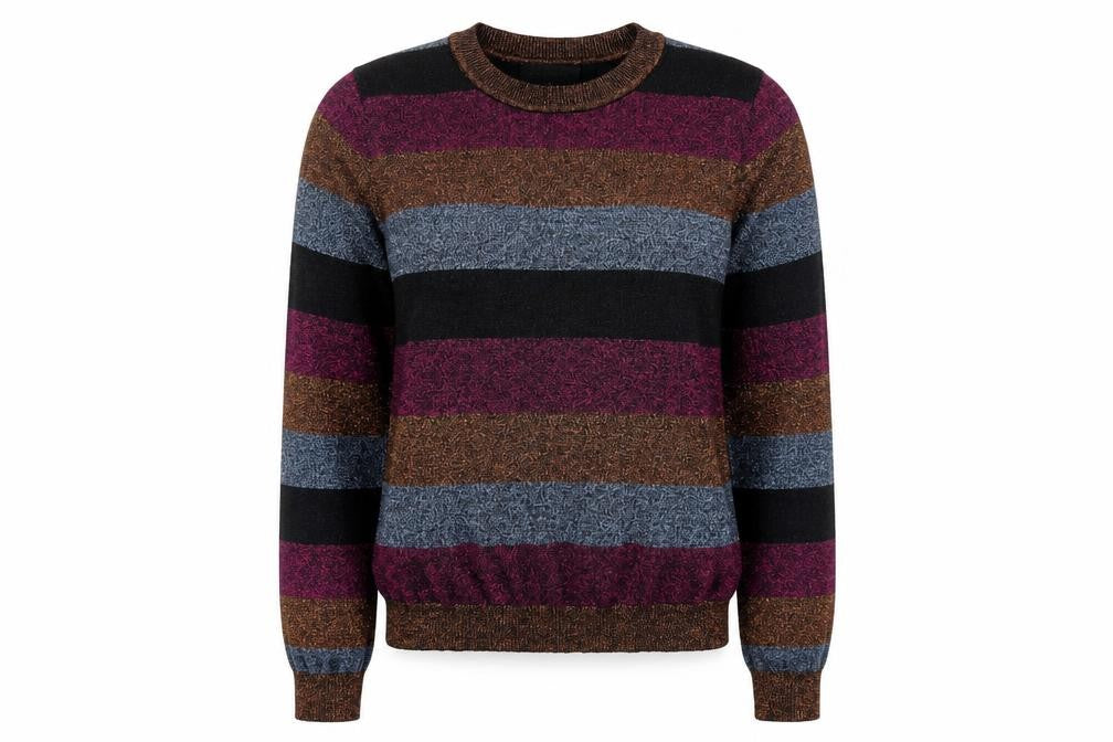 Front view of QED London Women's Multicoloured Striped jumper