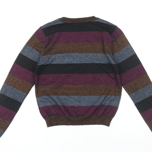 QED London Women's Multicoloured Striped Pullover Jumper