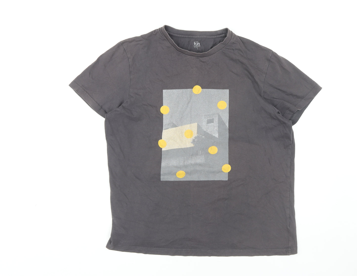 Kin by John Lewis Men's Grey Graphic Print T-Shirt L