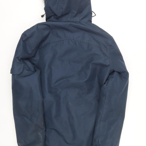 Supply & Demand Men's Blue Faux Fur Trim Parka XS