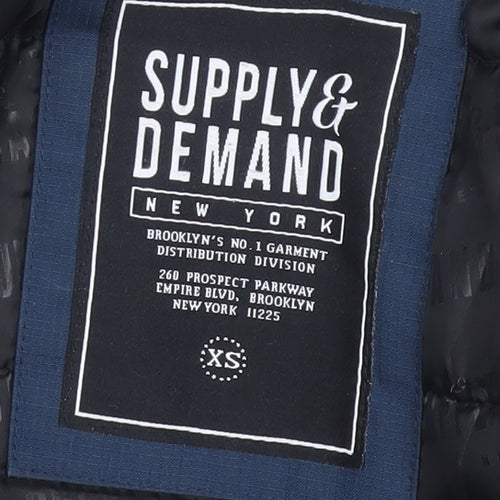 Supply & Demand Men's Blue Faux Fur Trim Parka XS