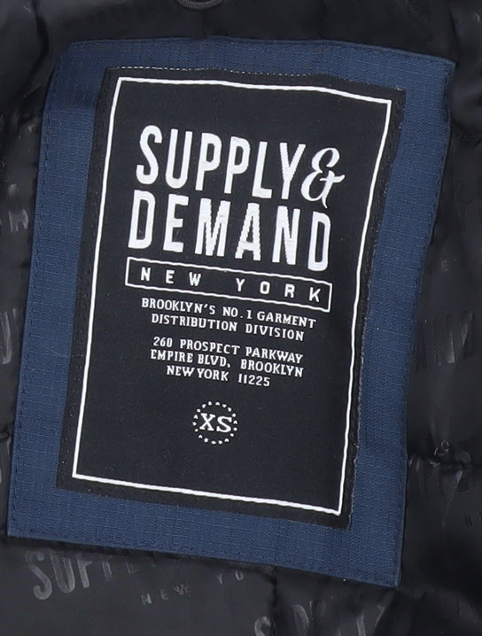 Supply & Demand Men's Blue Faux Fur Trim Parka XS