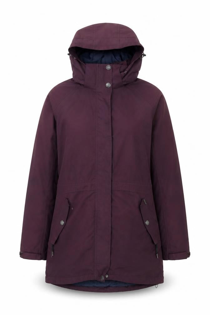 Front view of TOG24 Women's Purple Parka Jacket, size 10