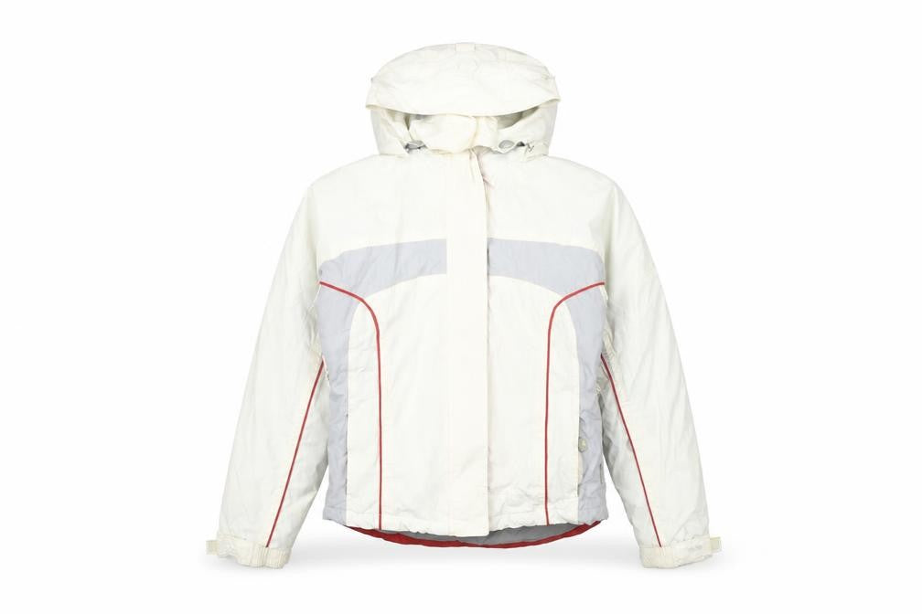 Front view of Trespass boys’ white ski jacket winter coat 11-12 years