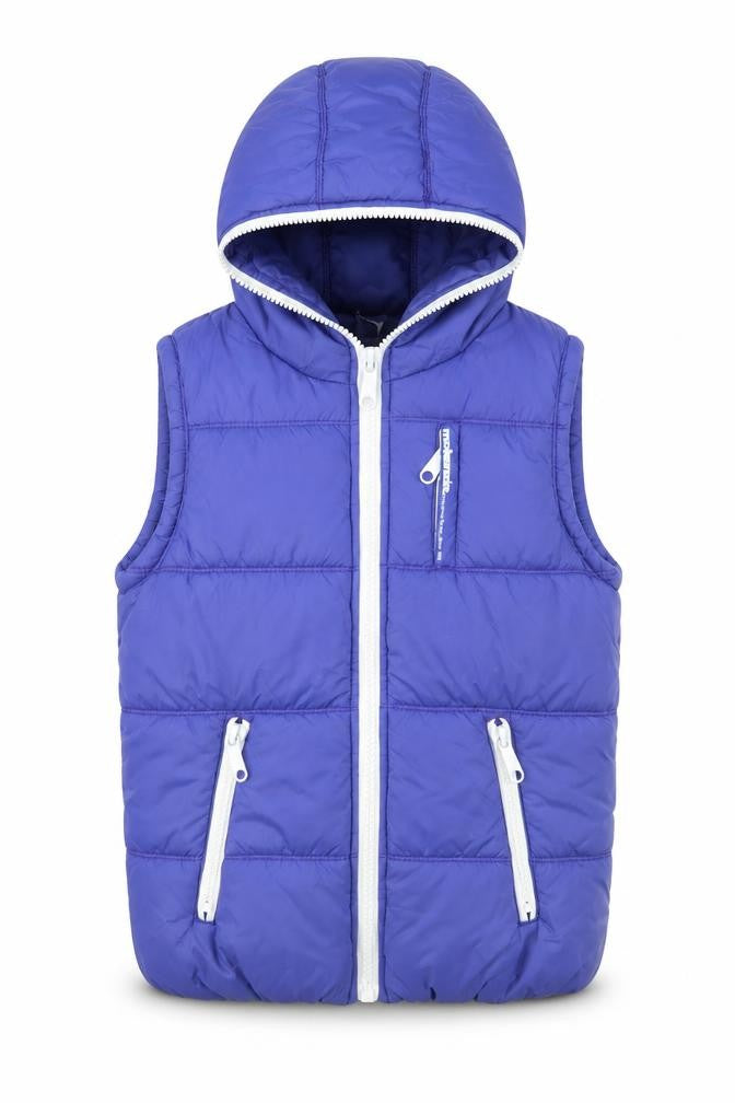 Front view of McKenzie boys’ blue hooded puffer jacket 12 years